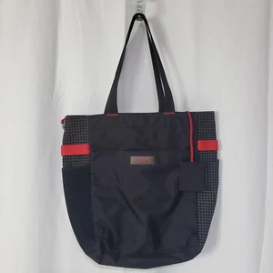 Vtg Y2K 90's ESPRIT Tote Bag Black & Red Shoulder Book Bag Ripstop Nylon EUC - Picture 1 of 10
