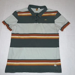 Vtg 70’s Official HANG TEN 2 Feet Logo Polo Shirt Small Striped Surfer Surfing - Picture 1 of 10