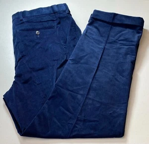 $90 New Lands' End Men's Trad Fit Fine Wale PLT Stretch Cord Pants Navy 37x32 - Picture 1 of 13
