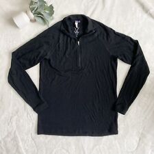 Ibex Mens Quarter Zip Merino Wool Pullover Jacket Size Medium Black Outdoor Warm