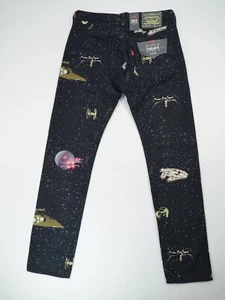 Levi's x Star Wars 501 Jeans Size 32/34 Galaxy Print Black 288940194 Slim Taper - Picture 1 of 13