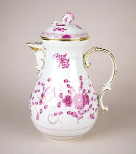 Meissen Pink Indian Large Coffee Pot & Lid Vintage Porcelain Germany - Picture 1 of 15
