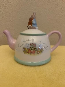 Tetera Beatrix Potter Peter Rabbit con tapa 2002 Teleflora regalo cerámica 7,5" H - Imagen 1 de 7