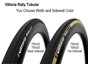 Vittoria Rally Tubular 700x23 or 700x25 Black or Tan 48mm Presta Bicycle Tire