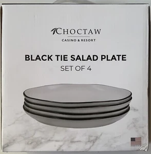 Black Tie Salad Plates Set of 4 NEW - Picture 1 of 5