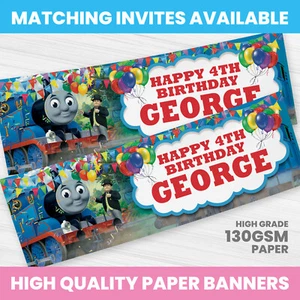 THOMAS THE TANK ENGINE  BIRTHDAY BANNER PERSONALISED ANY NAME PARTY BANNER - Picture 1 of 3