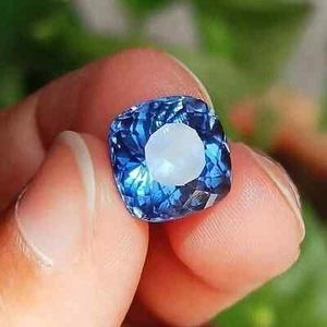 14.85 Ct Natural Flawless Blue Ceylon Sapphire Cushion Certified Loose Gemstone - Picture 1 of 6