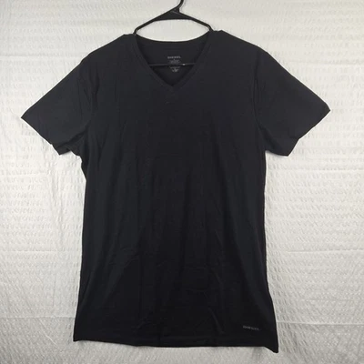 Мужская черная футболка Diesel с v-образным вырезом 100% хлопок большой короткий рукав - Изображение 1 из 4