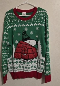 Snoopy Puffer Jacket Christmas Sweater Mens XL  - Picture 1 of 5