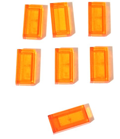 LEGO Trans Orange 1x2 Tile 3069 / 30070 Brick Block Parts Pieces LOT OF 7
