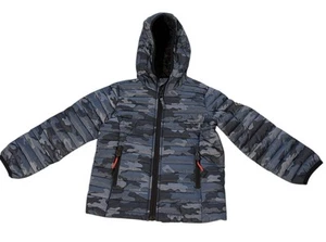 Joules Youth Full Zip Hooded Puffer Jacket Size 3 Blue Camo New - Picture 1 of 7