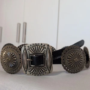 Polo Ralph Lauren Concho Leather Belt Black Vintage No Box from Japan Used - Picture 1 of 10