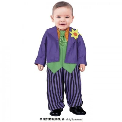 GUIRCA COSTUME CLOWN CATTIVO HALLOWEEN CARNEVALE VESTITO BIMBO NEONATO PAGLIACCIO PAZZO
