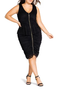 CITY CHIC Black Lace Luxe DRESS Size XS 14 NWT NEW Ruched Sexy Cocktail Party - Picture 1 of 7