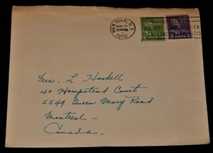 Vintage Postal Cover, NEW YORK CITY, 1950,Multi-Stamped To Montreal,Presidential - Picture 1 of 3