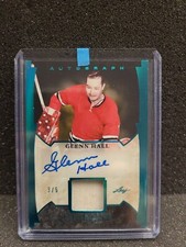 2022-23 Leaf In The Game Used Glenn Hall  Auto Relic Memorabilia 3/5 HOF