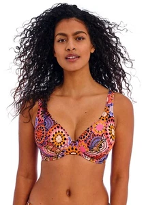 FREYA SANTIAGO NIGHTS MULTI UNDERWIRE HIGH APEX BIKINI TOP SIZE 30F / 8F - Picture 1 of 1