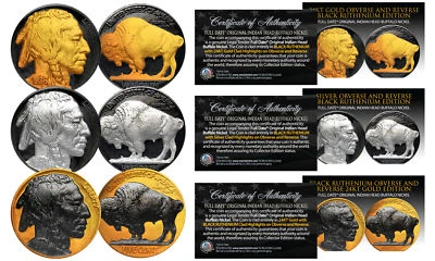 Juego de 3 Indian Head Buffalo Nickel original de 1930 *fechas completas* RUTENIO NEGRO Foto 1 de 3