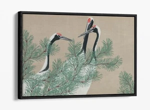 KAMISAKA SEKKA, CRANES -FLOAT EFFECT CANVAS WALL ART PRINT - Picture 1 of 12