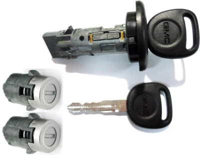 全新 GMC 原始设备制造商 IGNITION 开关锁 CYLINDER + 2 门锁 CYLINDERS + 2 GMC KEYS — 第 1/2 张图片
