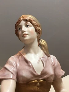 Royal Dux Porcelain LARGE Rebecca at The Well Figure w/ Water Amphora Beautiful - Picture 1 of 12