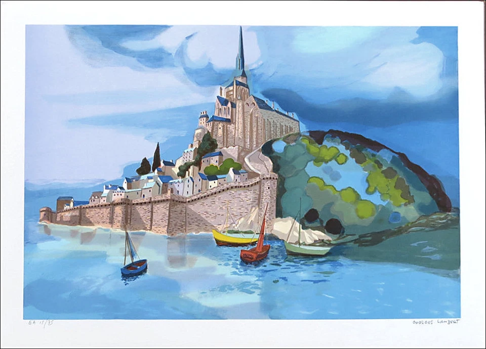 Georges Lambert Castle St. Michele France Signed Lithograph Print 21 x 29-1/2 - Image 1 of 1