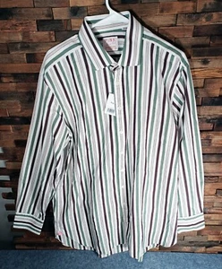 Thomas Pink Designer Long Sleeve Button Up Striped Shirt Men's 17/43 NWT London - Picture 1 of 8