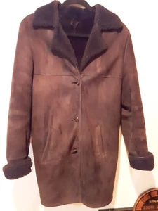 Women’s Shearling Brooks Brothers brown button coat size small needs cleaning - Picture 1 of 13