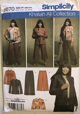 Simplicity 3870 Fitted Jacket, 2 Lengths, Cuffed Pants & Gauchos PLUS Sz 18W-24W - Image 1 of 4