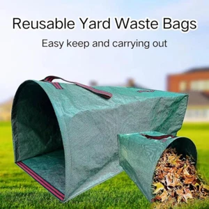 Large horizontal Garden Waste Bags Reusable Leaves Collapsible Trash Can handled - Picture 1 of 15
