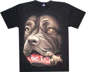 T-Shirt schwarzes Shirt beidseitig farbig "Glow in the dark" Bullterrier Hund  - Bild 1 von 3