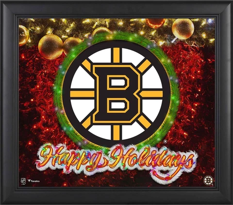 Boston Bruins Framed 15" x 17" Happy Holidays Collage Cover