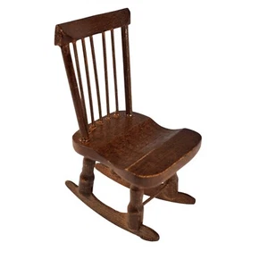 Miniature Dollhouse Rocking Chair Wood Windsor Spindle Back Vintage 1:12 - Picture 1 of 6