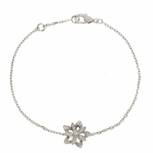 Van Cleef Arpels Lotus Diamond Bracelet Mini 18K WG 750 90255793 - Picture 1 of 7