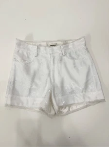 Zadig & Voltaire Womens White Storm Sequin Silk Shorts Size 34 - Picture 1 of 4