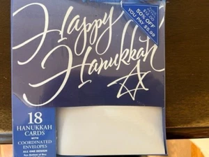 18 CT Hanukkah CARDS Star of David Judaica Holiday Card Multi Color Blue - Picture 1 of 2