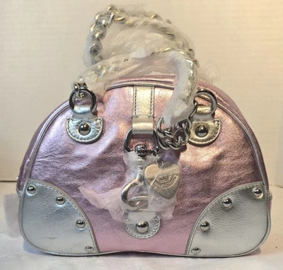 Bolso Bowler Juicy Couture Vintage Y2k Cuero Rosa Metálico Plateado Hardware Raro Foto 1 de 4