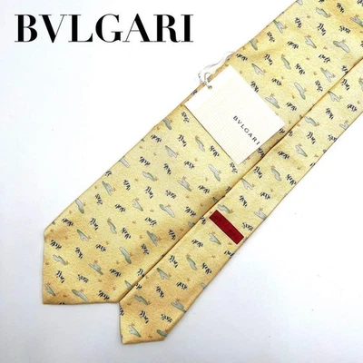 Nueva Corbata BVLGARI Patrón Completo 100 Amarillo Seda Foto 1 de 4
