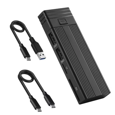 10Gbps M.2 NVME SATA Mobile External SSD Adapter Case USB 3.2 Gen2 Hub,Black - Image 1 of 4