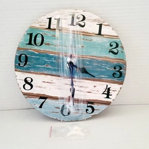 Wall Clock Battery Operated 8 Inch Silent Non-Ticking Coastal Country Style - Picture 1 of 1