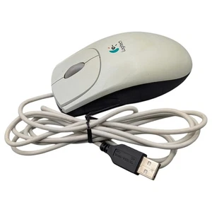 Logitech M-BJ58 USB Optical Mouse Computer PC Wired Scroll Wheel Office Gray - Picture 1 of 5