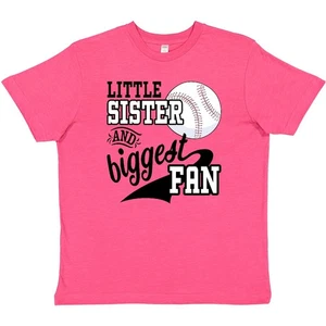 Inktastic Little Sister And Biggest Baseball Fan Youth T-Shirt Sports Fans Team - Picture 1 of 9