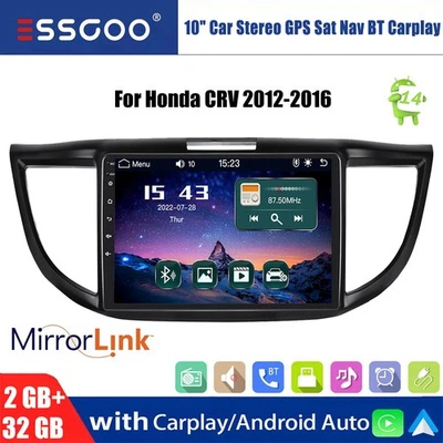 10" Android14 Car GPS Stereo Radio Apple Carplay Sat Nav For HONDA CRV 2012-16 - Image 1 of 4