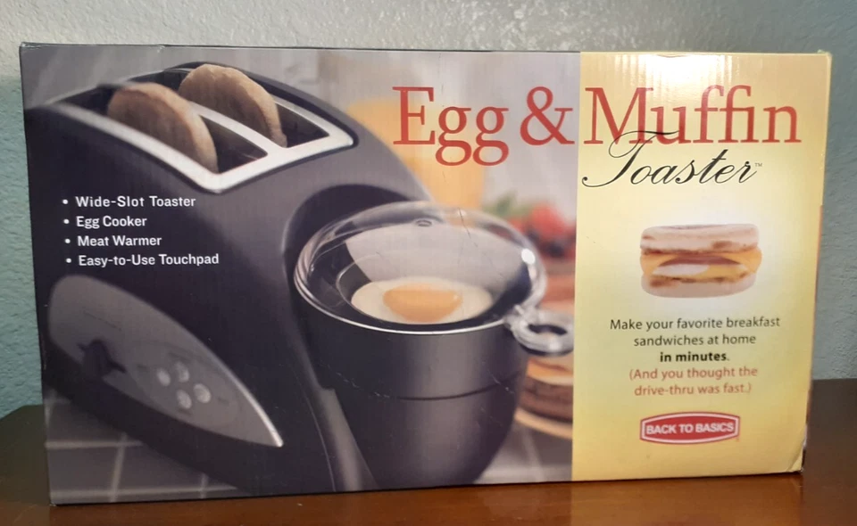 NEW TEM500 Egg-and-Muffin 2-Slice Wide Slot Toaster & Egg Poacher Back to Basics - Image 1 of 4