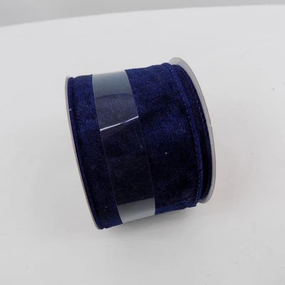 Celebrate it Blue Velvet Look Wired Christmas Ribbon 2.5" x 20 ft Crafting New - Image 1 of 4