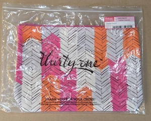 Thirty-One 31 Zipper Pouch Feather Chevron Bright lined bag -New In Package - Picture 1 of 5