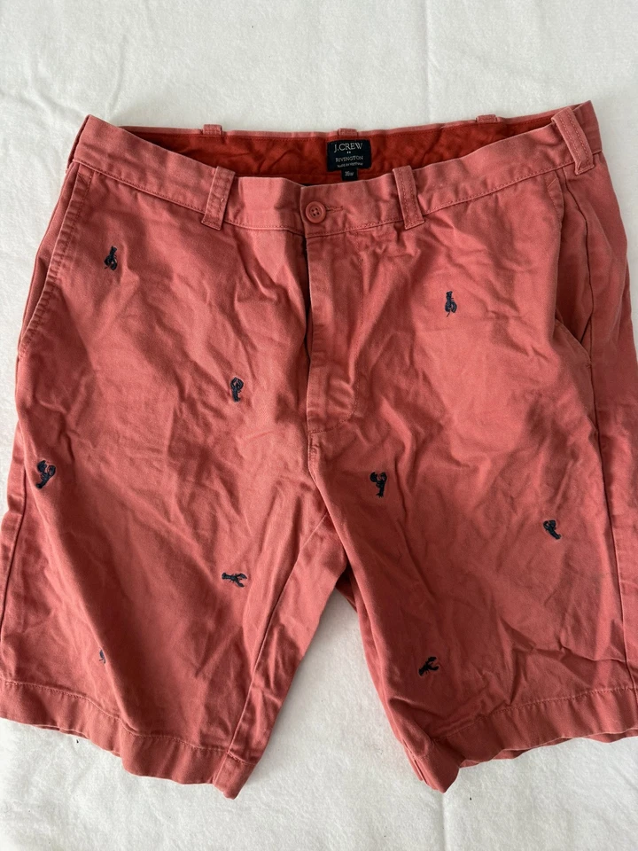 J. CREW Rojo LOBSTER Bordado Rivington Pantalones Cortos Para Hombre 35 x 11 Foto 1 de 4