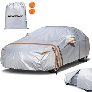 Large Car Cover Water Resistant Sun Snow Dust Protection with Door Zipper Silver - Picture 1 of 14
