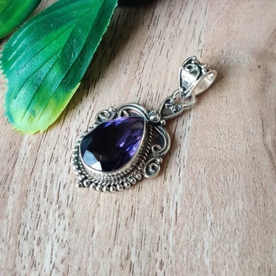 Awesome Amethyst Pendant 925 Sterling Silver Valentine Day Gift Pendant PG7979 - Image 1 of 3