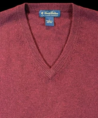 Мужской свитер-жилет Brooks Brothers XL 100% 3 слоя итальянский кашемир с v-образным вырезом бордовый - Изображение 1 из 4